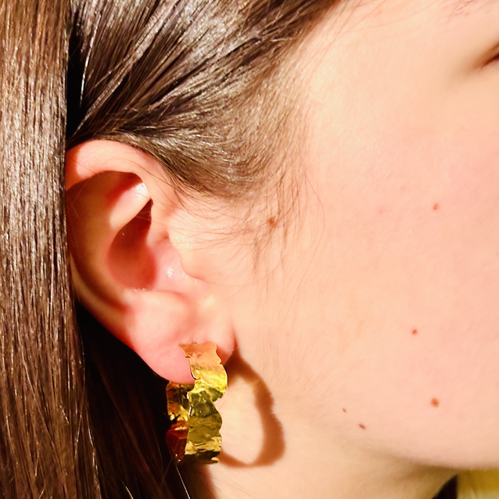 Golden Texture Hoop Earrings