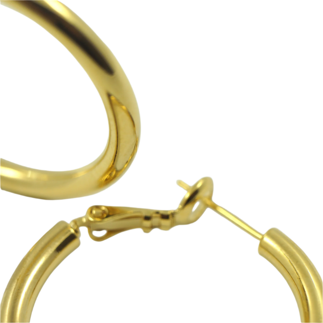 Shiny Hoop Earrings Gold